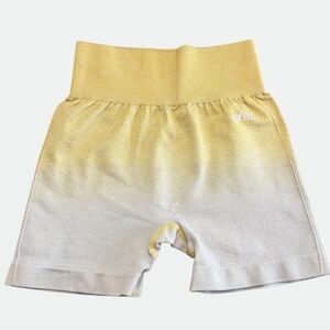AYBL Women’s XS Yellow-to-Cream Ombre Ribbed Waist Shorts